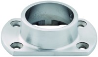 Edelstahlbodenflansch, oval für Rohr 42,4mm, AISI 304, geschliffen Edelstahlbodenflansch, oval für Rohr 42,4mm, AISI 304, geschliffen