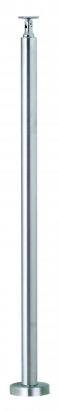 VA-Boden-Geländerpfosten 42,4mm m. angeschw. Ronde und verstellbarer Handlaufstütze, L=970mm