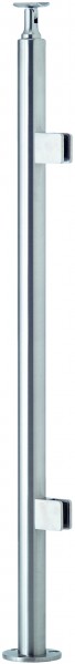 VA-Boden-Geländerpfosten 42,4x2mm inkl. 2 Glasklemmhaltern u. Rosette, L=970mm