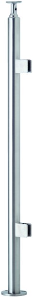 VA-Boden-Geländerpfosten 42,4x2mm inkl. 2 Glasklemmhaltern u. Rosette, L=970mm