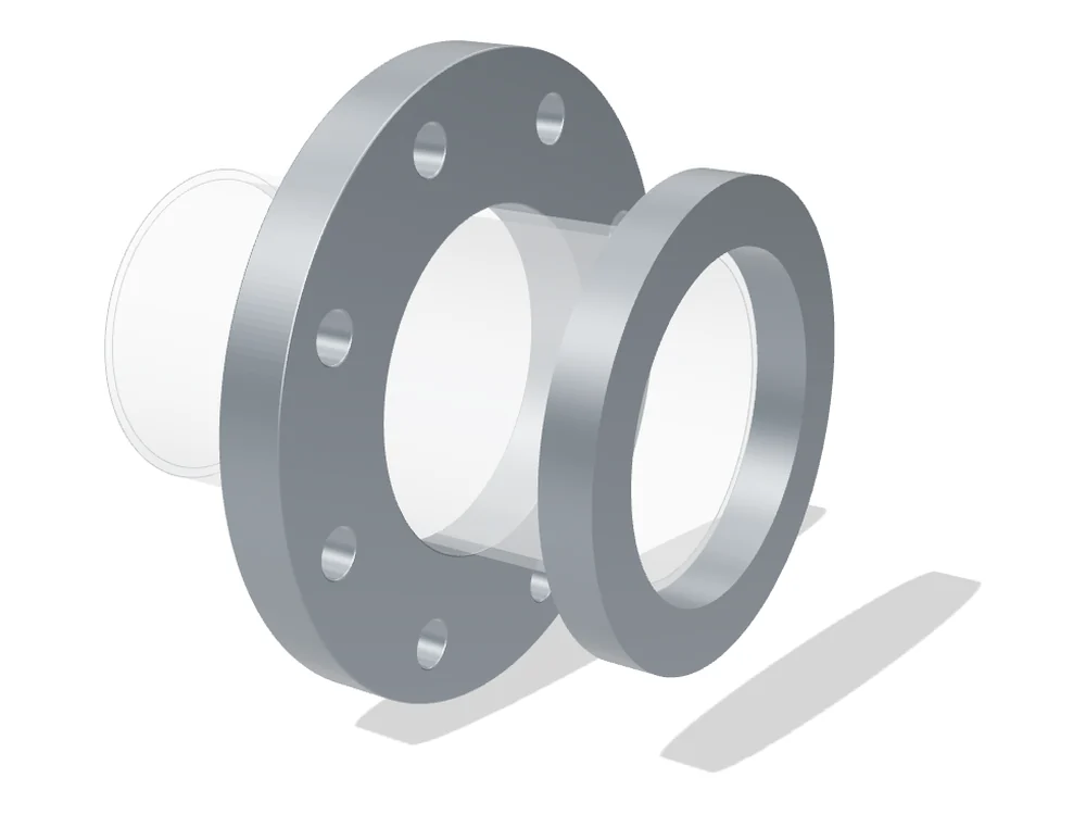 Bride tournante type 02 avec collet 32, DN 100 PN 16 – vue 3D
