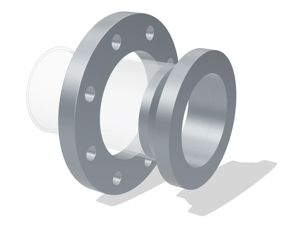 bride tournante type 04 avec collet à souder 34, DN 100 PN 16 – vue 3D