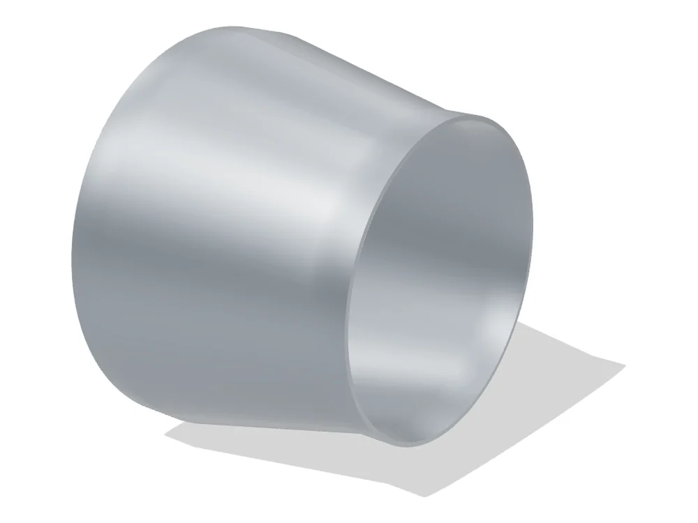 Réduction en acier inoxydable EN 10253-4, concentrique 219,1 × 168,3 mm – vue 3D