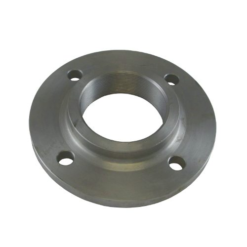 Steel threaded flange type 13 with hub and internal thread, four bolt holes