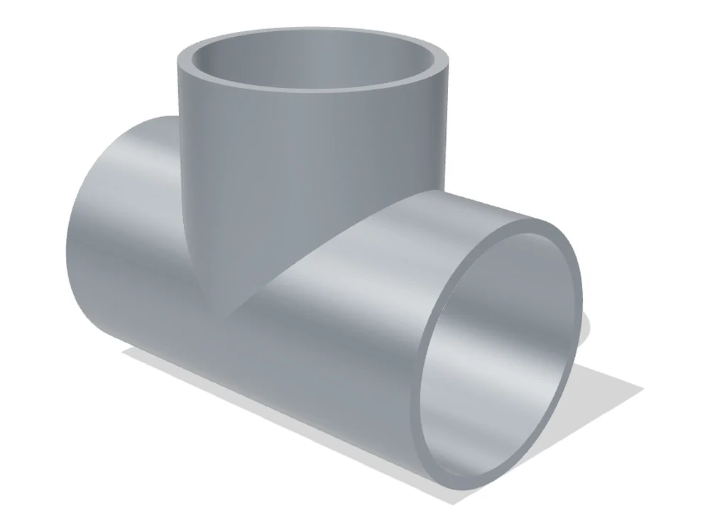 Tee ASME B16.9, NPS 4 STD (114.3 × 6.02 mm) – 3D view