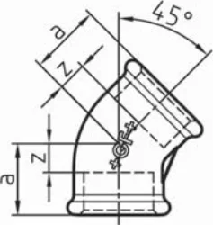 Maßskizze des Fittings Nr. 120 mit den Maßbuchstaben der Tabelle