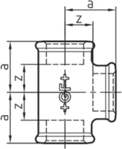Maßskizze des Fittings Nr. 130 mit den Maßbuchstaben der Tabelle