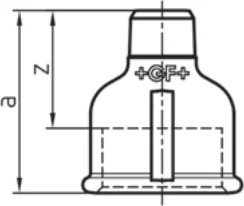 Maßskizze des Fittings Nr. 246 mit den Maßbuchstaben der Tabelle