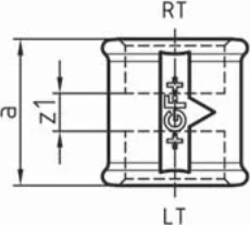 Maßskizze des Fittings Nr. 271 mit den Maßbuchstaben der Tabelle