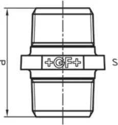 Maßskizze des Fittings Nr. 280 mit den Maßbuchstaben der Tabelle