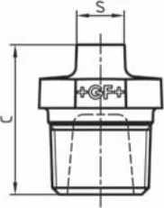 Maßskizze des Fittings Nr. 290 mit den Maßbuchstaben der Tabelle