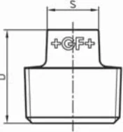 Maßskizze des Fittings Nr. 291a mit den Maßbuchstaben der Tabelle