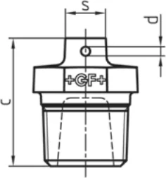 Maßskizze des Fittings Nr. 294 mit den Maßbuchstaben der Tabelle
