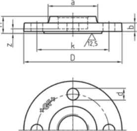 Maßskizze des Fittings Nr. 329 mit den Maßbuchstaben der Tabelle