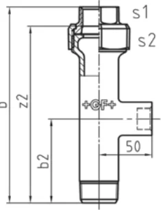Maßskizze des Fittings Nr. 338 mit den Maßbuchstaben der Tabelle