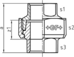 Maßskizze des Fittings Nr. 340 mit den Maßbuchstaben der Tabelle