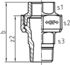 Maßskizze des Fittings Nr. 341 mit den Maßbuchstaben der Tabelle