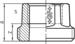 Maßskizze des Fittings Nr. 370 mit den Maßbuchstaben der Tabelle