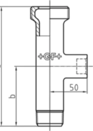 Maßskizze des Fittings Nr. 378 mit den Maßbuchstaben der Tabelle