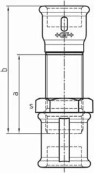 Maßskizze des Fittings Nr. 537 mit den Maßbuchstaben der Tabelle