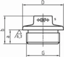 Maßskizze des Fittings Nr. 595 mit den Maßbuchstaben der Tabelle
