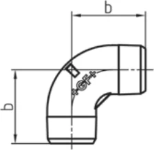 Maßskizze des Fittings Nr. 94 mit den Maßbuchstaben der Tabelle