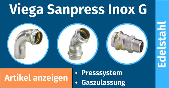 Viega Sanpress Inox G: Edelstahl-Pressfittings für die Gasinstallation mit gelbem HNBR-Dichtelement