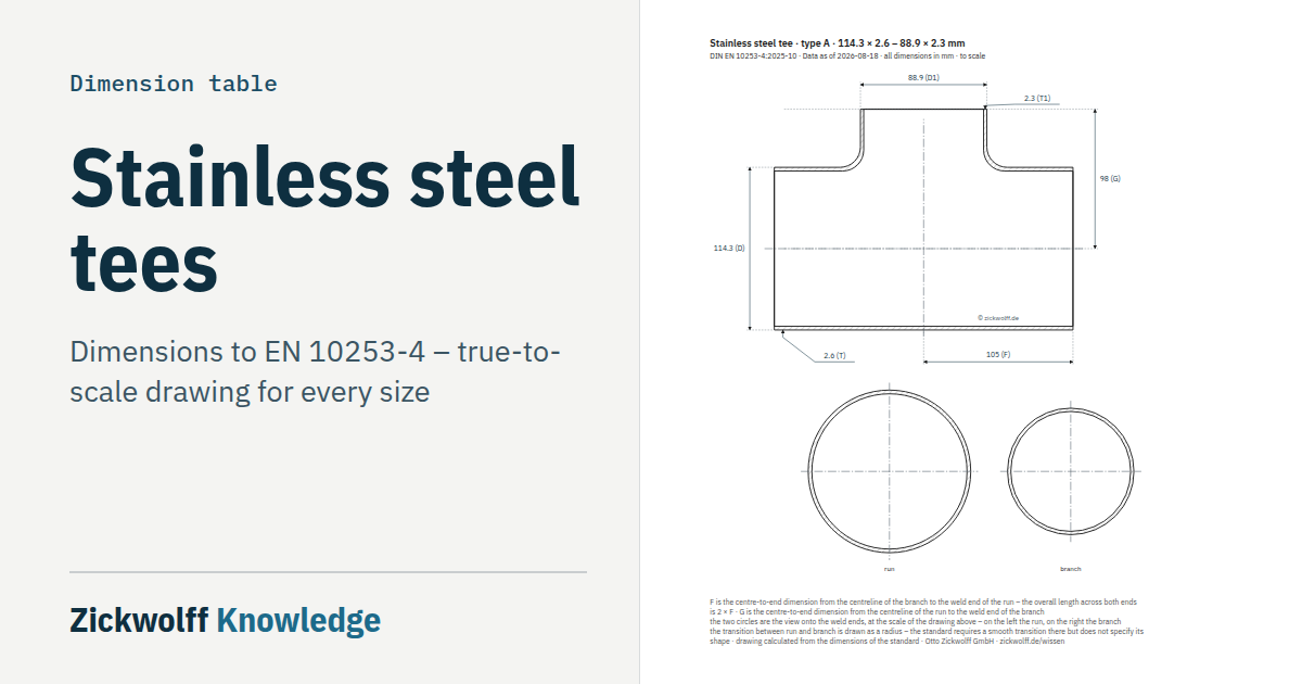 Dimensional drawing: Stainless steel tee