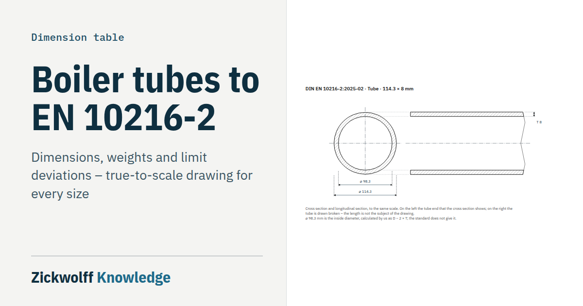 Dimensional drawing: Boiler tubes