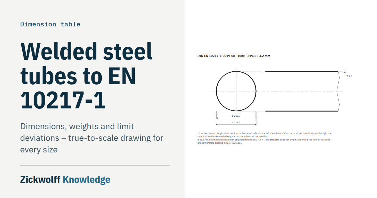 Dimensional drawing: Welded steel tubes