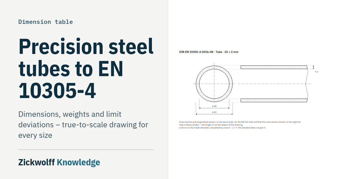 Dimensional drawing: Precision steel tubes