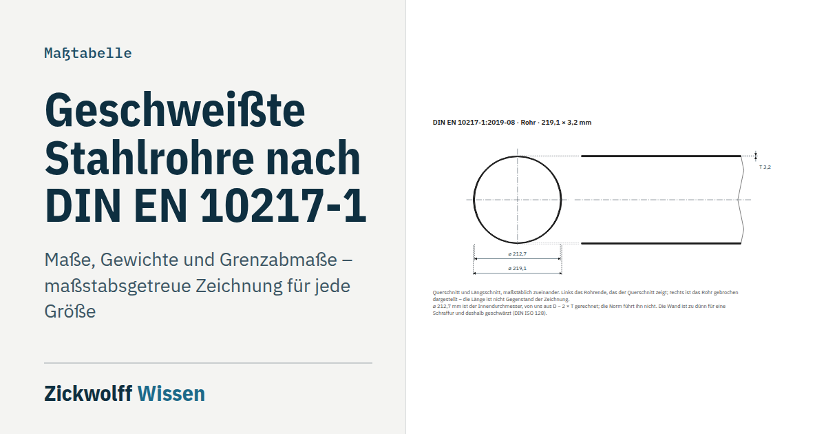 Maßzeichnung: Geschweißte Stahlrohre