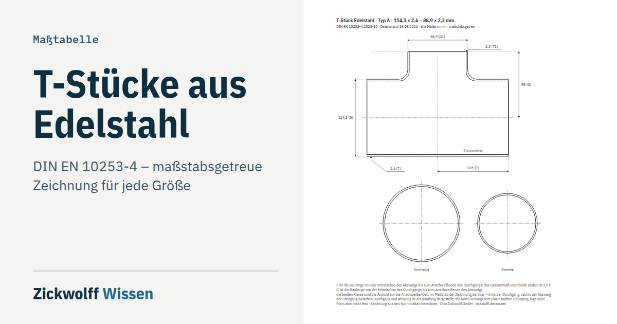 Maßzeichnung: T-Stück Edelstahl